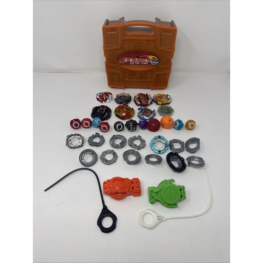 Beyblade Large Lot -Launchers Metal And Plastic Beyblades Tomy Hasbro Box LOOK
